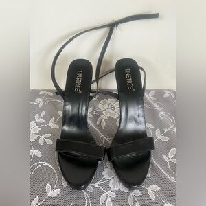 TINSTREE Black Strappy Open-Toe Heel Sandals